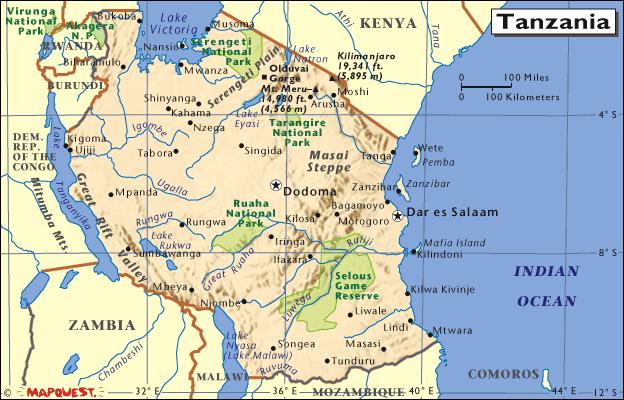 Detailed Tanzania Kenya Map